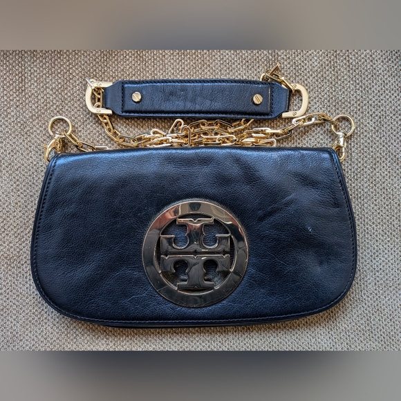 Tory Burch Reva Foldover Crossbody - Black/Gold - Picture 11 of 14